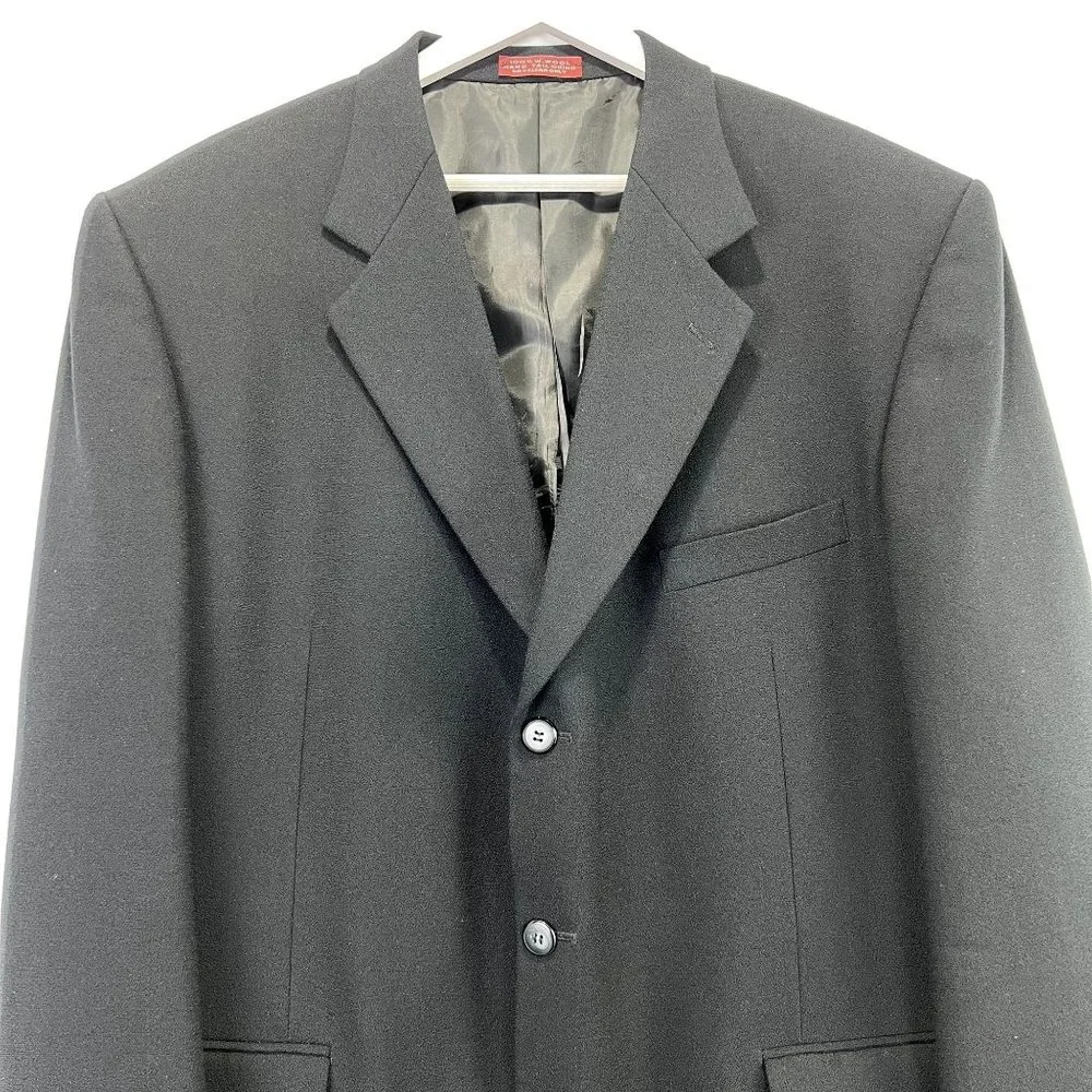 Rossi Umberto Rossi‎ Men Suit Wool 100% Black 3 Buttons down Size 44R/Large